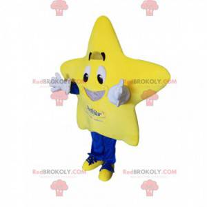 Mascotte d'étoile géante avec un grand sourire - Redbrokoly.com