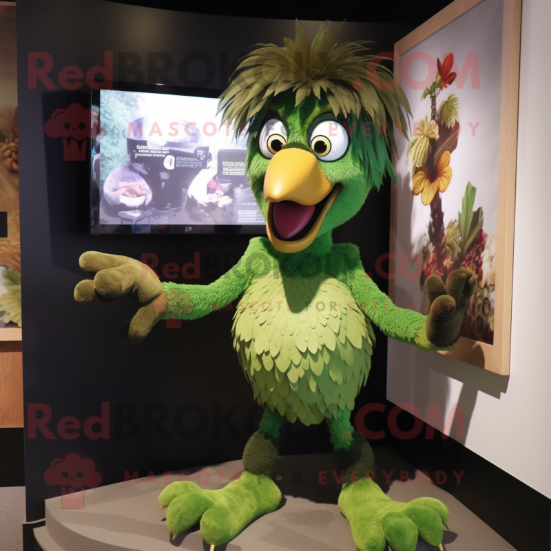 Olive Harpy mascot costume character dressed with a V-Neck Tee and Watches Olive Harpy mascot costume character dressed with a V-Neck Tee and Watches
