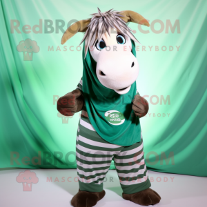 Forest Green Quagga mascot costume character dressed with a Mini Dress and Scarf clips