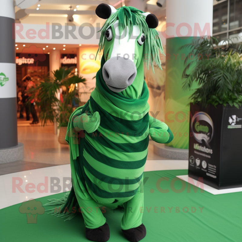 Forest Green Quagga mascot costume character dressed with a Mini Dress and Scarf clips Forest Green Quagga mascot costume character dressed with a Mini Dress and Scarf clips