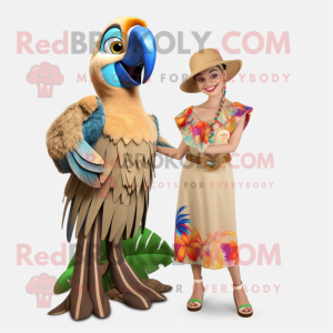Tan Macaw maskot kostume...