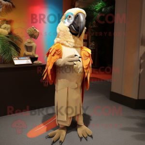 Tan Macaw maskot drakt...