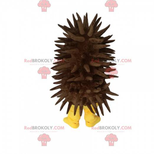 Too cute yellow hedgehog mascot with brown peaks -