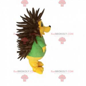 Too cute yellow hedgehog mascot with brown peaks -