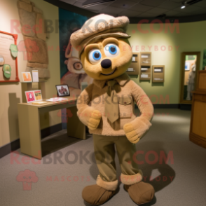 Tan Bracelet mascot costume character dressed with a Corduroy Pants and Headbands