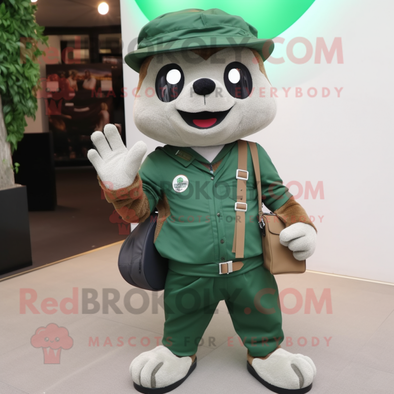 Forest Green Bracelet mascot costume character dressed with a Chinos and Wallets Forest Green Bracelet mascot costume character dressed with a Chinos and Wallets