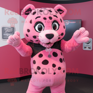 Pink Jaguar maskot kostume...