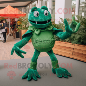 Forest Green Crab mascot costume character dressed with a Boyfriend Jeans and Gloves