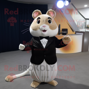Tan Hamster mascot costume character dressed with a Tuxedo and Keychains