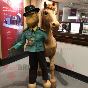 nan Horse mascot costume character dressed with a Jeggings and Lapel pins