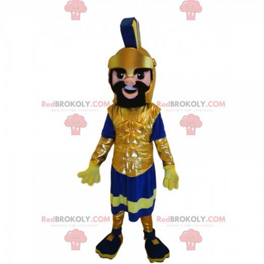 Mascotte guerriero romano con un magnifico elmo d'oro -