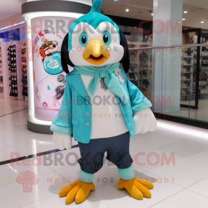 Turkis Penguin maskot drakt...