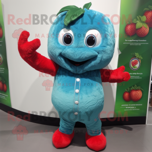 Teal Aardbei mascotte...