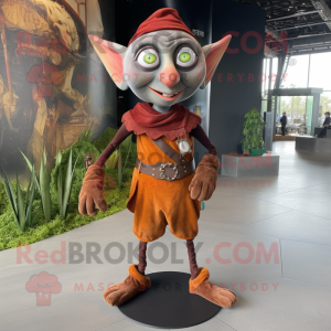 Rust Elf mascot costume character dressed with a V-Neck Tee and Shoe clips