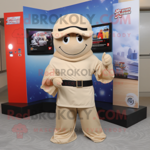 Beige Ninja maskot kostume...