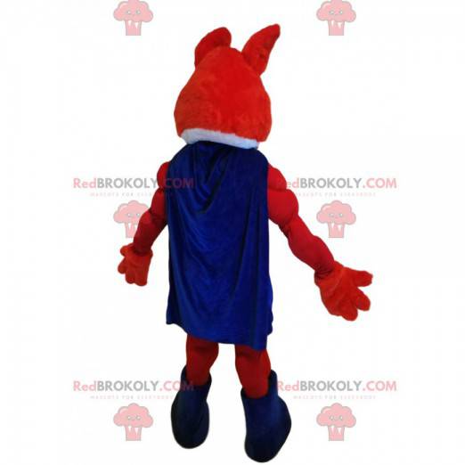Mascotte de loup rouge et bleu en super-héros - Redbrokoly.com