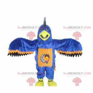 Mascote águia azul laranja e preta