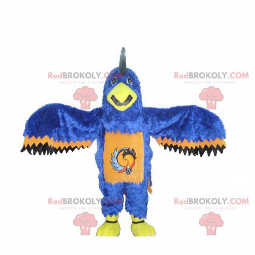 Mascotte d'aigle bleu orange et noir - Redbrokoly.com