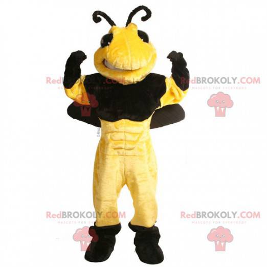 Mascotte d'abeille de guêpe noire et jaune - Redbrokoly.com