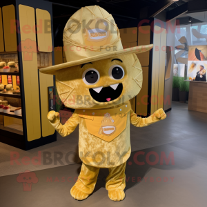Gold Tacos mascot costume character dressed with a Flare Jeans and Hairpins