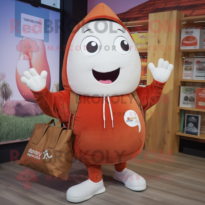 nan Shakshuka mascot costume character dressed with a Sweatshirt and Tote bags