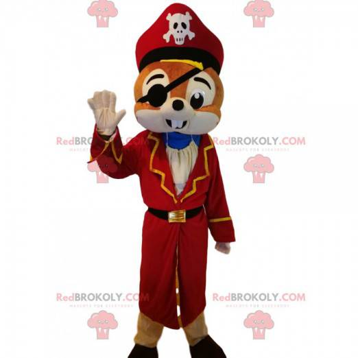 Ekorre maskot med piratdräkt - Redbrokoly.com