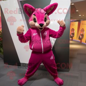 Magenta Kangaroo mascot costume character dressed with a Joggers and Belts