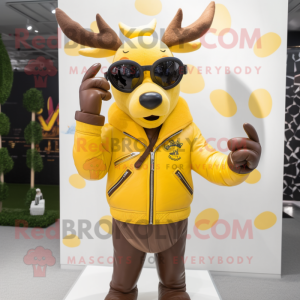 Geel rendier mascotte...