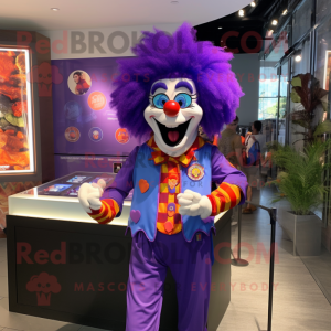 Lila clown maskot kostym...