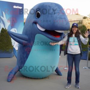 nan Humpback Whale mascot costume character dressed with a Mom Jeans and Anklets