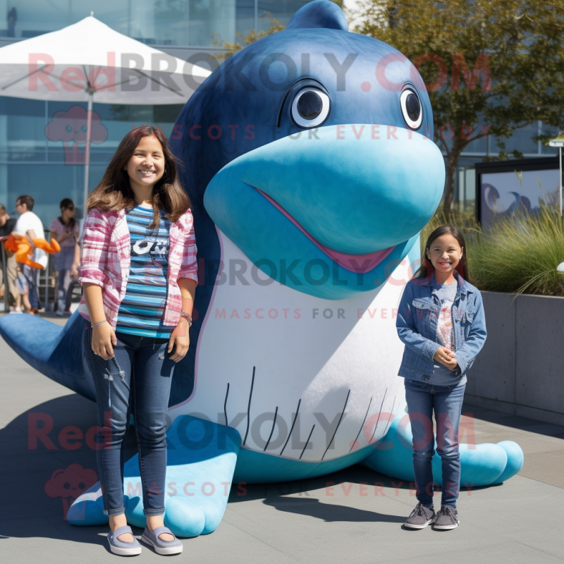 nan Humpback Whale mascot costume character dressed with a Mom Jeans and Anklets