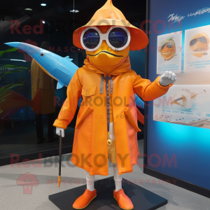 Orange Sværdfisk maskot...