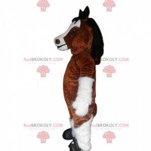 Brązowy i biały koń maskotka - Redbrokoly.com