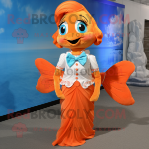 Orange sjöjungfru maskot...