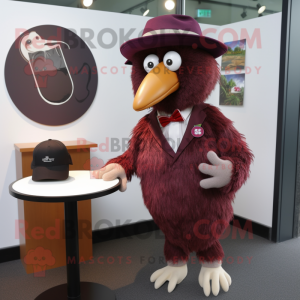 Maroon Kiwi maskot kostume...