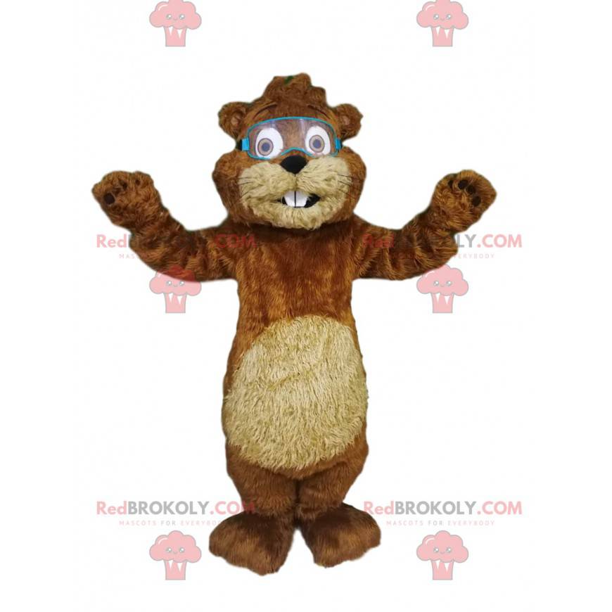 Adorable beaver mascot with construction glasses -
