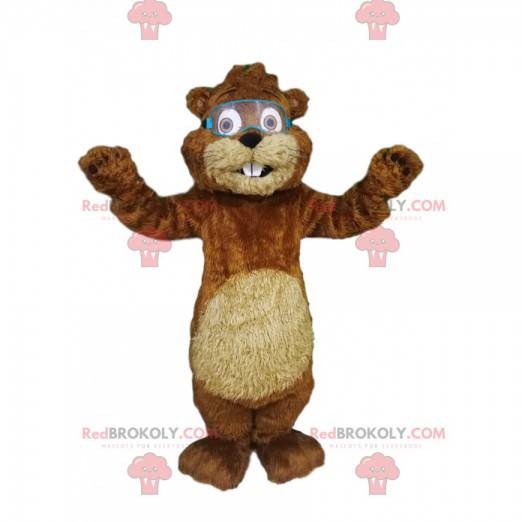 Adorable beaver mascot with construction glasses -