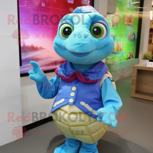 Blue Turtle maskot kostume...