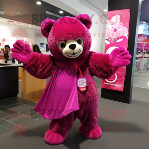 Magenta Teddy Bear maskot...