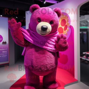 Magenta teddybeer mascotte...