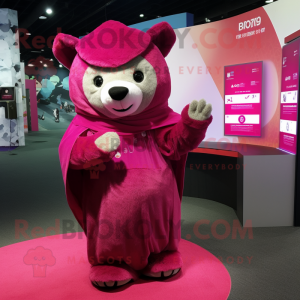 Magenta teddybeer mascotte...