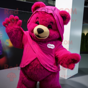 Magenta teddybeer mascotte...