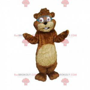 Adorable beaver mascot with construction glasses -