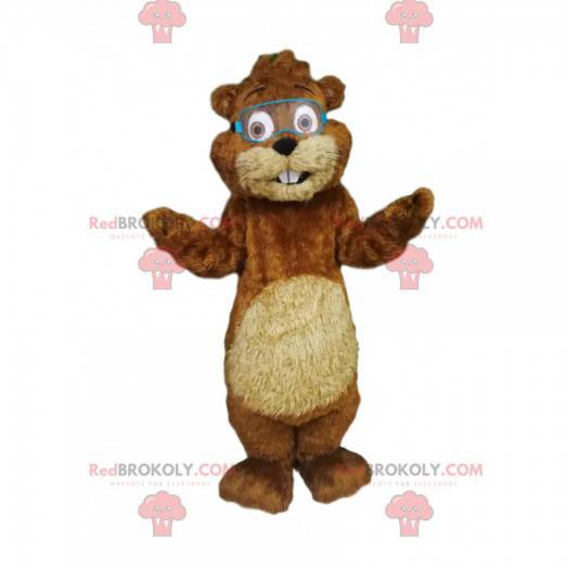 Bedårende bevermaskot med konstruksjonsbriller - Redbrokoly.com