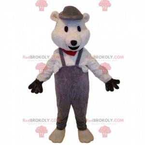 Polar bear mascot with gray overalls - Redbrokoly.com