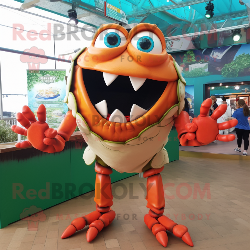 Olive Crab mascot costume character dressed with a Jacket and Earrings