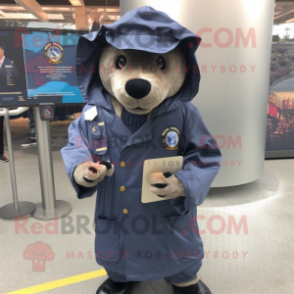 nan Navy Seal mascot costume character dressed with a Raincoat and Wallets