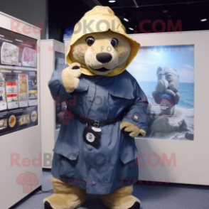 nan Navy Seal mascot costume character dressed with a Raincoat and Wallets