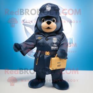 nan Navy Seal mascot costume character dressed with a Raincoat and Wallets
