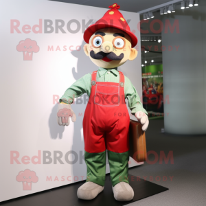 nan Pepper mascot costume character dressed with a Overalls and Clutch bags